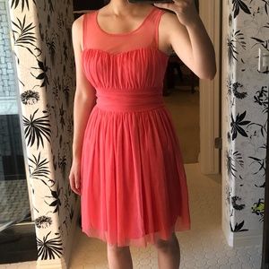 Bright Pink Nylon Dress W/ Sheer Neckline